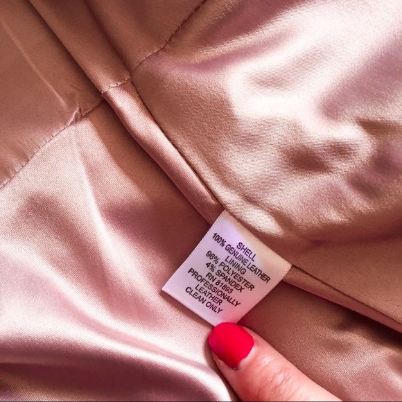 NEW Blush Pink Leather Jacket GILI - Picture 11 of 16